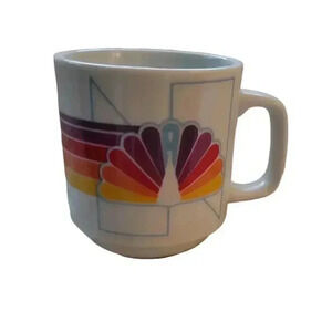 NBC Peacock Rainbow Coffee Mug Vintage Made In Japan